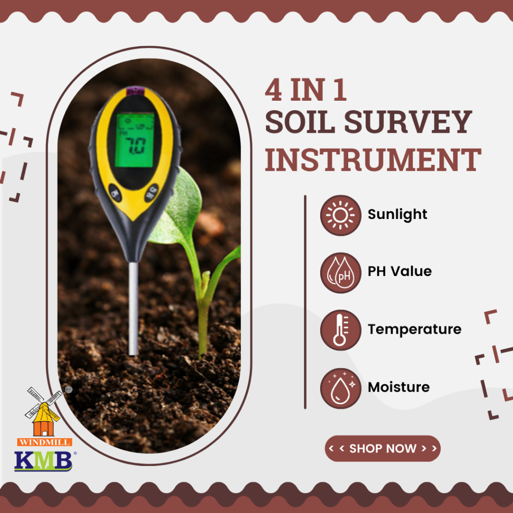 4in1 soil survey instrument 4 In 1 Soil Survey Instrument. Watch your plant flourish with our 4 in 1 Soil Survey Instrument! Check sunlight level for ideal placement
